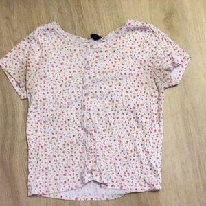 Art Class White and Pink Floral Short Sleeve Tee